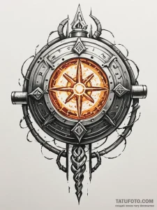 Tattoo sketch, fire-forged data core, a glowi... - эскиз тату (№1752364236_0, 12.07.2025 23:50) — Tatufoto.com