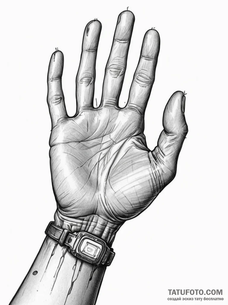 Tattoo sketch, future farm hand, a human hand... - эскиз тату (№1752364576_0, 12.07.2025 23:56) — Tatufoto.com
