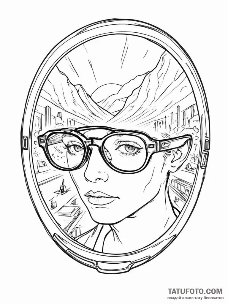Tattoo sketch, filtered reality glasses, a pa... - эскиз тату (№1752364660_0, 12.07.2025 23:57) — Tatufoto.com