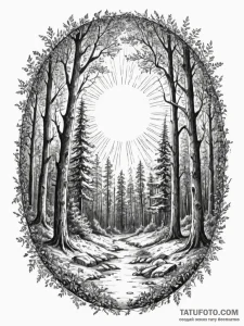 Tattoo sketch, forest glade, portal hidden, a... - эскиз тату (№1752364830_0, 13.07.2025 00:00) — Tatufoto.com