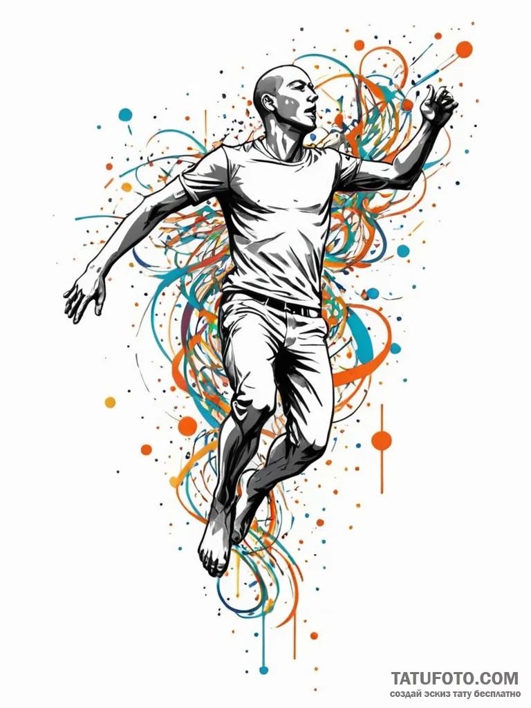Tattoo sketch, freefall through data stream,... - эскиз тату (№1752364915_0, 13.07.2025 00:01) — Tatufoto.com