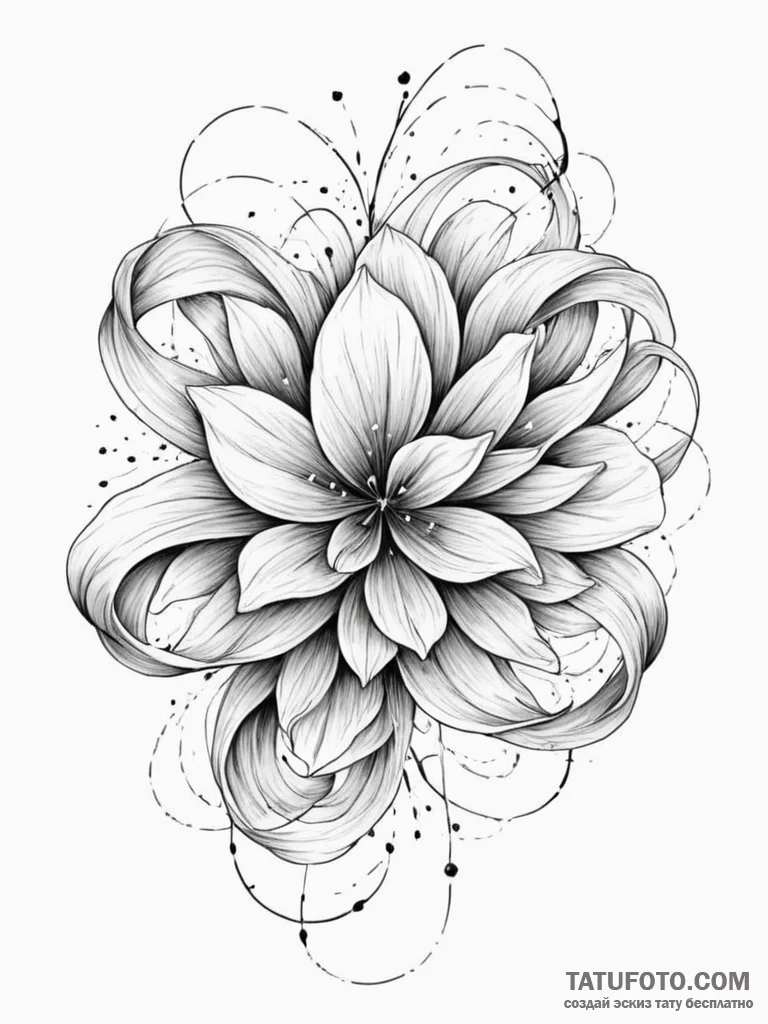 Tattoo sketch, flowing abstract fabric, a pie... - эскиз тату (№1752365168_0, 13.07.2025 00:06) — Tatufoto.com