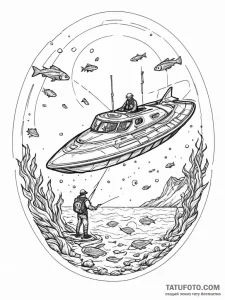 Tattoo sketch, future fisherman, a lone fishe... - эскиз тату (№1752365253_0, 13.07.2025 00:07) — Tatufoto.com