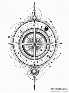 Tattoo sketch, gravity well compass, a styliz... - эскиз тату (№1752366183_0, 13.07.2025 00:23) — Tatufoto.com