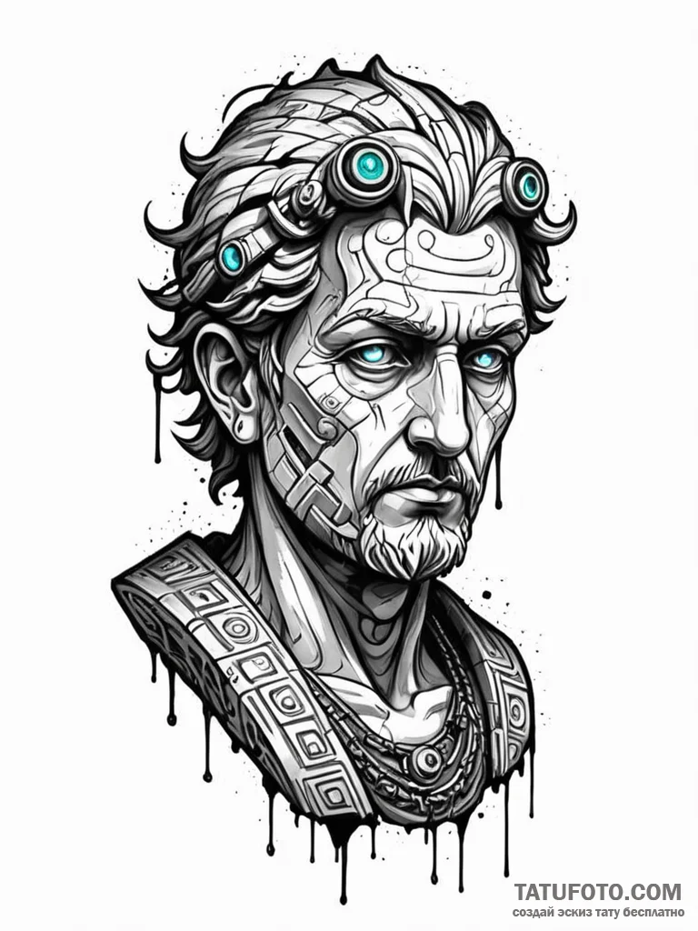 Tattoo sketch, graffiti-covered oracle, an an... - эскиз тату (№1752366603_0, 13.07.2025 00:30) — Tatufoto.com