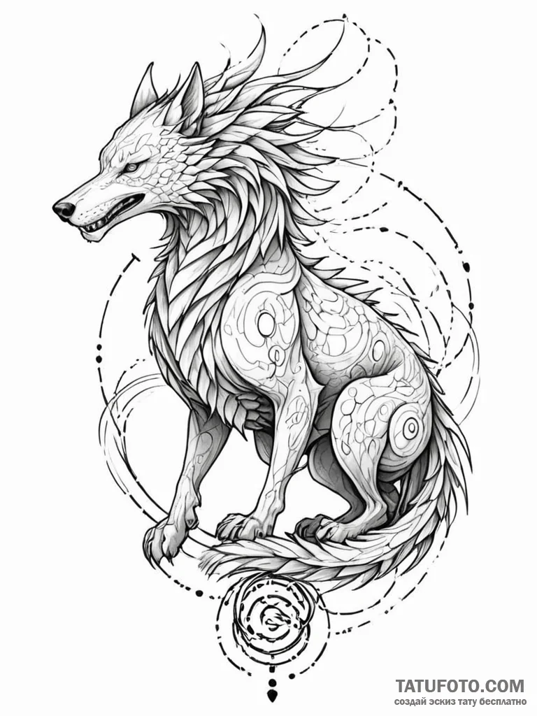 Tattoo sketch, guardian of the data stream, a... - эскиз тату (№1752366855_0, 13.07.2025 00:34) — Tatufoto.com