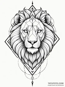 Tattoo sketch, geometric guardian lion, a pow... - эскиз тату (№1752367192_0, 13.07.2025 00:39) — Tatufoto.com