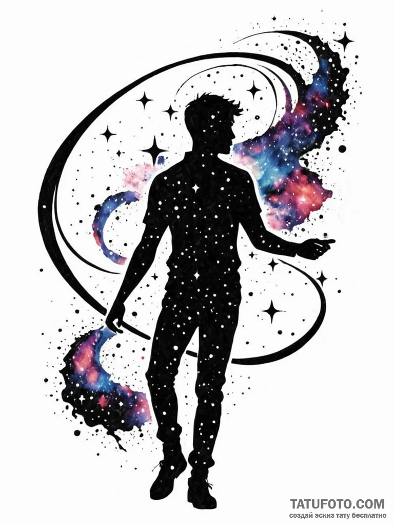 Tattoo sketch, galactic graffiti artist, a si... - эскиз тату (№1752367360_0, 13.07.2025 00:42) — Tatufoto.com
