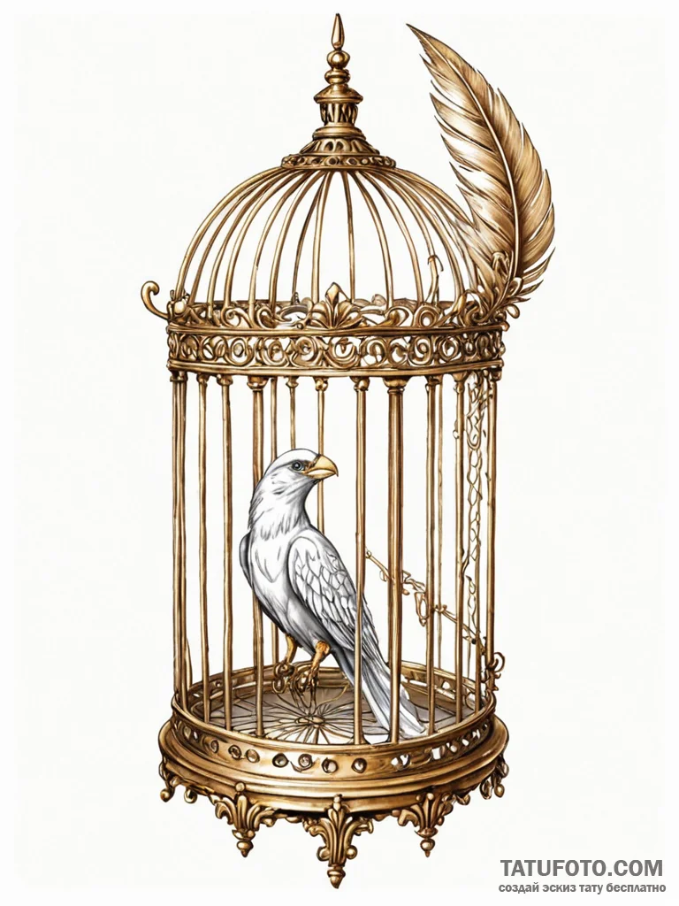 Tattoo sketch, gilded cage, open door, an ele... - эскиз тату (№1752367444_0, 13.07.2025 00:44) — Tatufoto.com