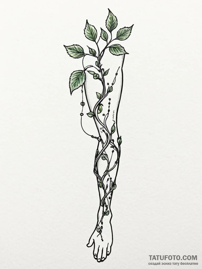 Tattoo sketch, growing data vine, a delicate... - эскиз тату (№1752367612_0, 13.07.2025 00:46) — Tatufoto.com