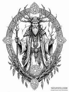 Tattoo sketch, guardian of the old ways, an a... - эскиз тату (№1752368195_0, 13.07.2025 00:56) — Tatufoto.com