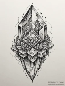 Tattoo sketch, glowing crystal data drive, a... - эскиз тату (№1752368363_0, 13.07.2025 00:59) — Tatufoto.com