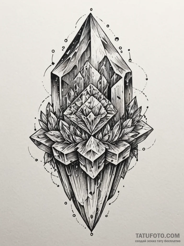 Tattoo sketch, glowing crystal data drive, a... - эскиз тату (№1752368363_0, 13.07.2025 00:59) — Tatufoto.com