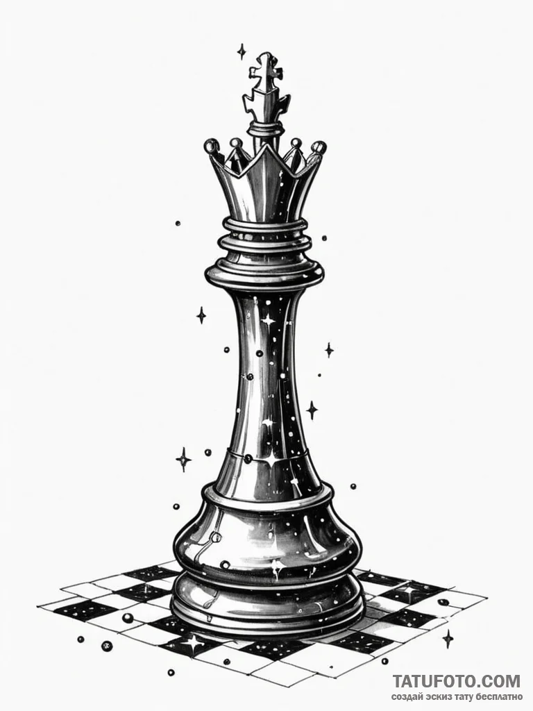 Tattoo sketch, galactic chess piece, a single... - эскиз тату (№1752368447_0, 13.07.2025 01:00) — Tatufoto.com