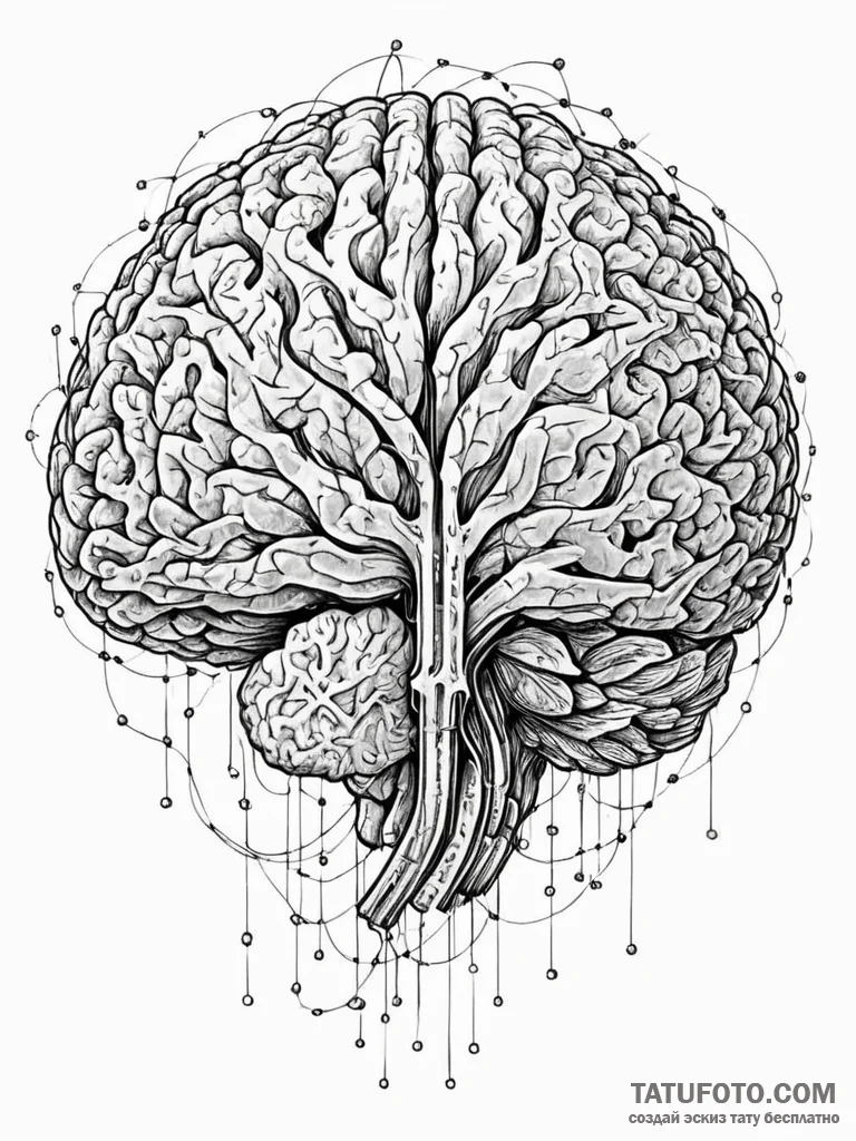 Tattoo sketch, global brain network, a styliz... - эскиз тату (№1752368783_0, 13.07.2025 01:06) — Tatufoto.com