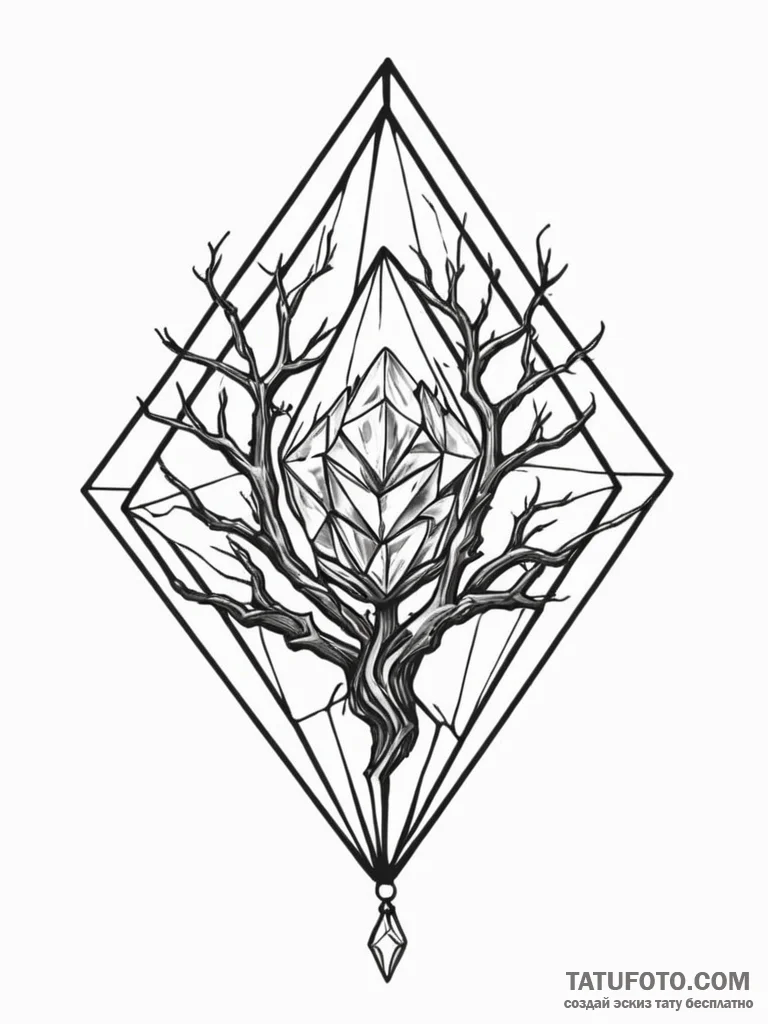 Tattoo sketch, growing crystal of wisdom, a s... - эскиз тату (№1752369204_0, 13.07.2025 01:13) — Tatufoto.com