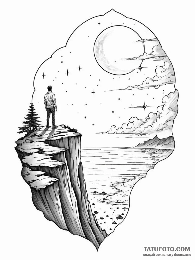 Tattoo sketch, glimpse of the sublime, a styl... - эскиз тату (№1752369552_0, 13.07.2025 01:19) — Tatufoto.com