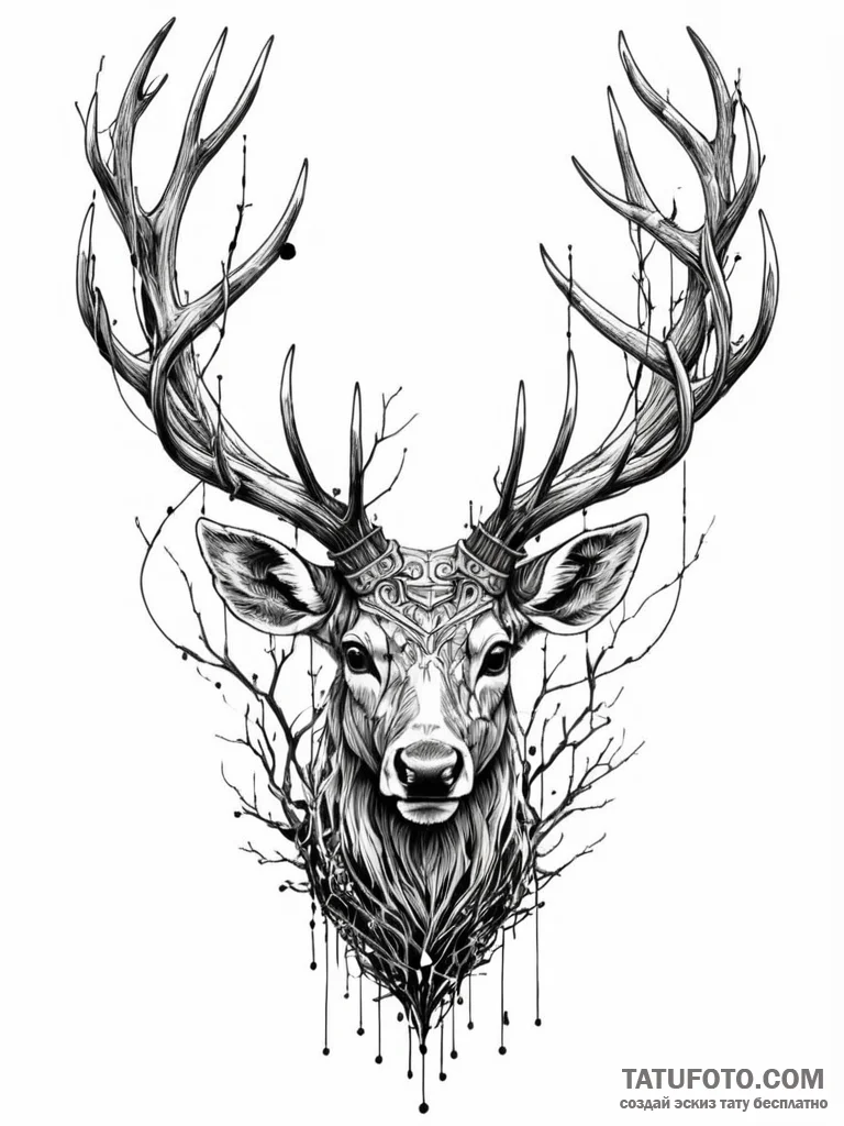 Tattoo sketch, guardian of the digital forest... - эскиз тату (№1752369636_0, 13.07.2025 01:20) — Tatufoto.com