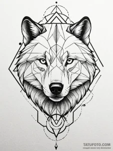 Tattoo sketch, geometric animal spirit, a pow... - эскиз тату (№1752369721_0, 13.07.2025 01:22) — Tatufoto.com