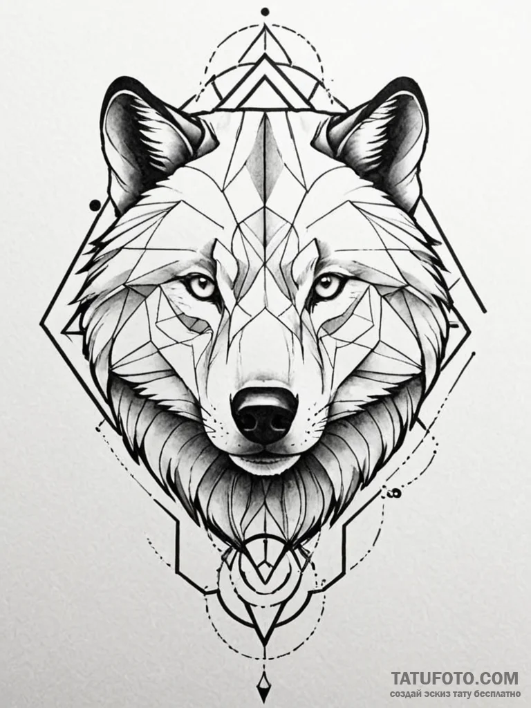 Tattoo sketch, geometric animal spirit, a pow... - эскиз тату (№1752369721_0, 13.07.2025 01:22) — Tatufoto.com