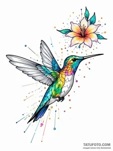 Tattoo sketch, holographic hummingbird, a del... - эскиз тату (№1752369812_0, 13.07.2025 01:23) — Tatufoto.com