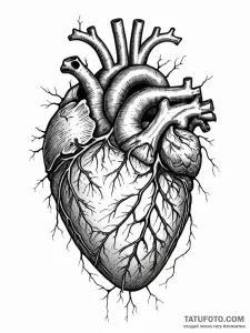 Tattoo sketch, human heart as a hyperlink, a... - эскиз тату (№1752369896_0, 13.07.2025 01:24) — Tatufoto.com