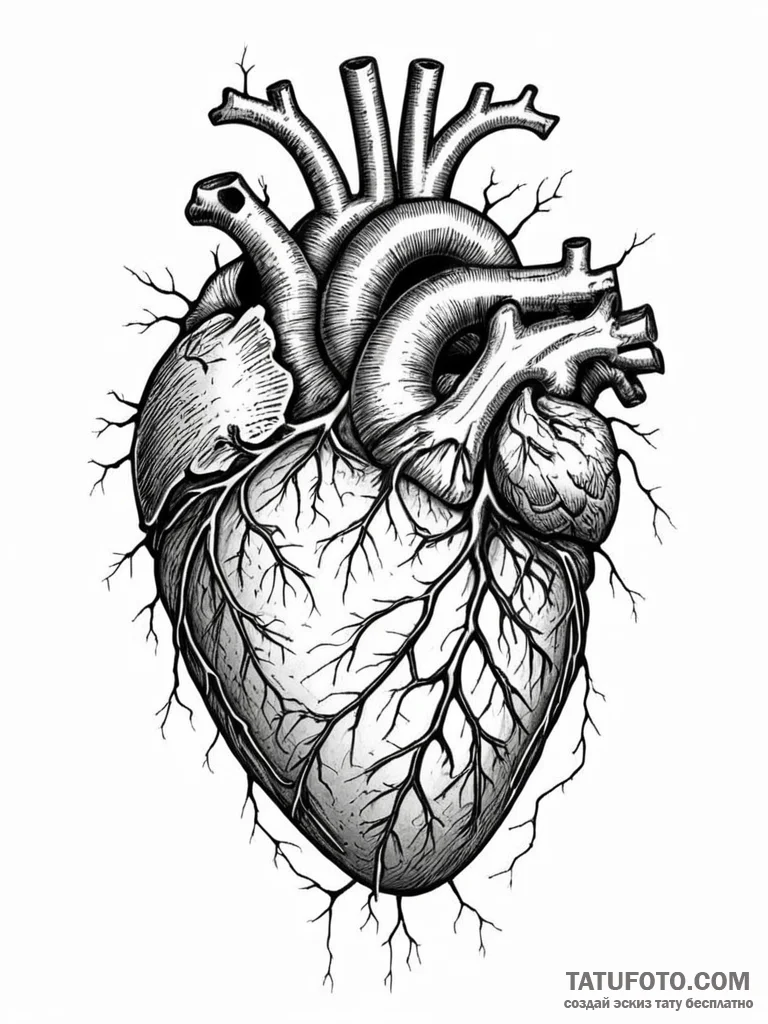 Tattoo sketch, human heart as a hyperlink, a… — эскиз тату (№1752369896_0, 13.07.2025 01:24) — Tatufoto.com