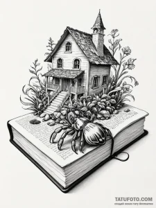 Tattoo sketch, hermit crab with a house of kn... - эскиз тату (№1752370065_0, 13.07.2025 01:27) — Tatufoto.com