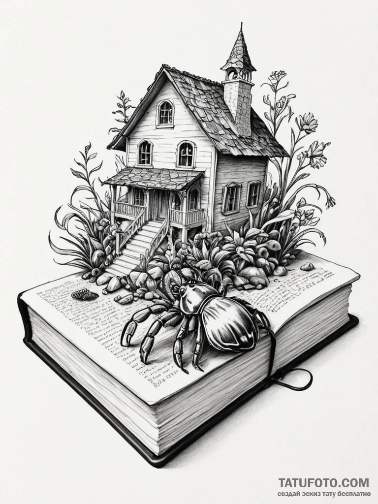 Tattoo sketch, hermit crab with a house of kn… — эскиз тату (№1752370065_0, 13.07.2025 01:27) — Tatufoto.com