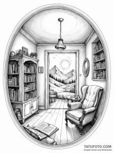 Tattoo sketch, hidden portal in a humble home... - эскиз тату (№1752370400_0, 13.07.2025 01:33) — Tatufoto.com