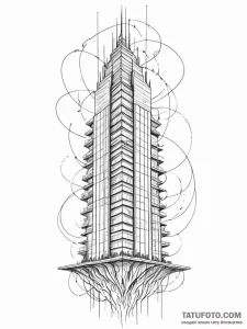 Tattoo sketch, high-rise hivemind, a massive,... - эскиз тату (№1752370489_0, 13.07.2025 01:34) — Tatufoto.com