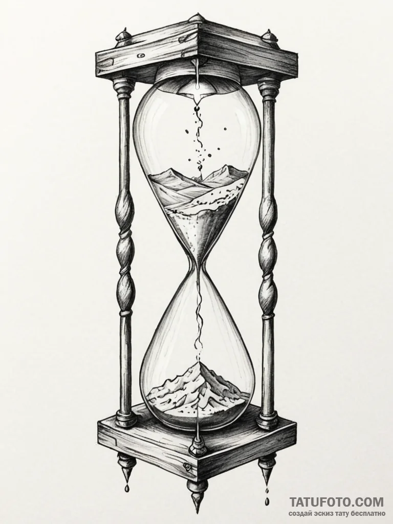 Tattoo sketch, hourglass of humanity’s progre… — эскиз тату (№1752370573_0, 13.07.2025 01:36) — Tatufoto.com