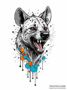 Tattoo sketch, hyena of humor, a stylized hye... - эскиз тату (№1752370744_0, 13.07.2025 01:39) — Tatufoto.com