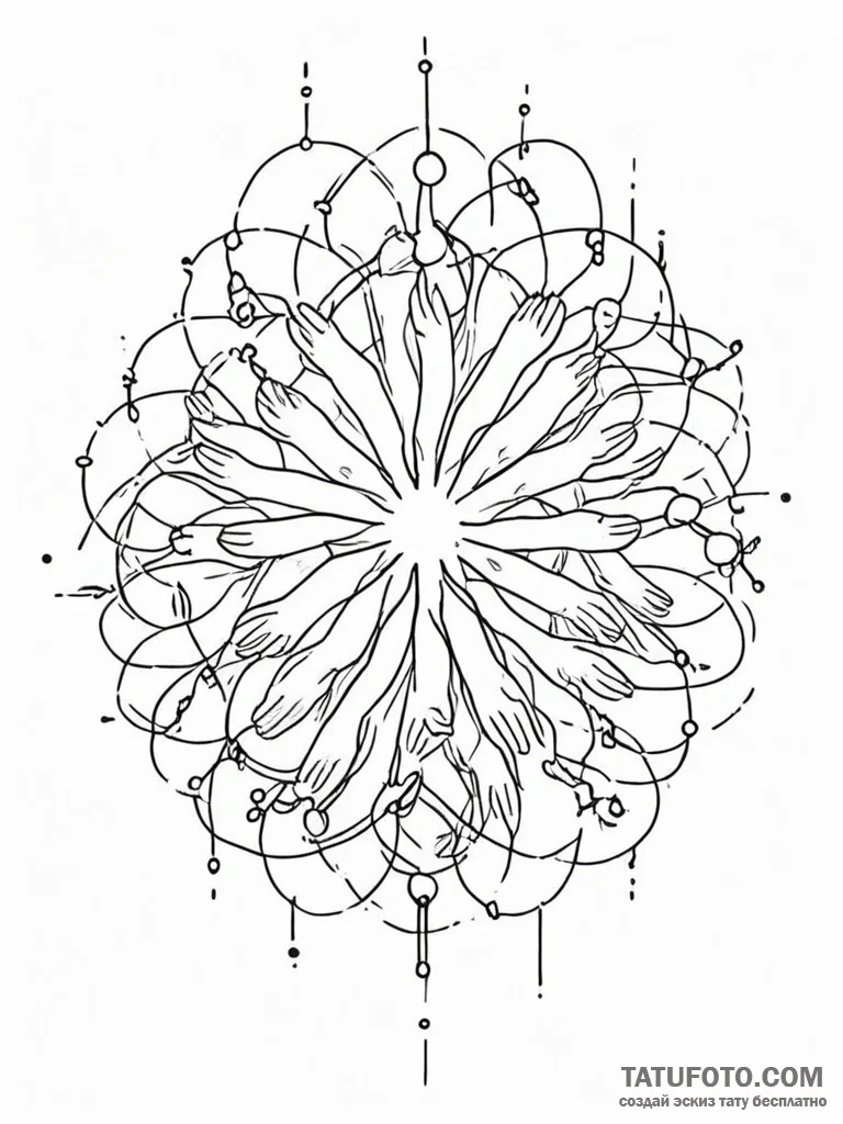 Tattoo sketch, human connection network, mult... - эскиз тату (№1752371418_0, 13.07.2025 01:50) — Tatufoto.com