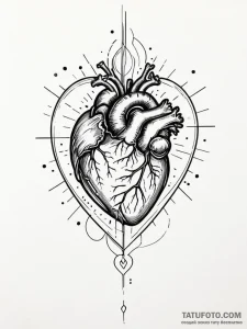 Tattoo sketch, holographic heartbeat, a shimm... - эскиз тату (№1752371587_0, 13.07.2025 01:53) — Tatufoto.com