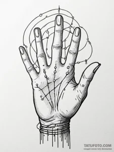 Tattoo sketch, hand of destiny, rewriting cod... - эскиз тату (№1752372025_0, 13.07.2025 02:00) — Tatufoto.com
