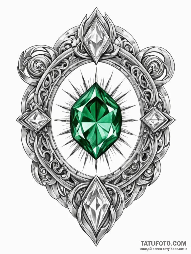 Tattoo sketch, hyper-realistic portal gem, a… — эскиз тату (№1752372449_0, 13.07.2025 02:07) — Tatufoto.com