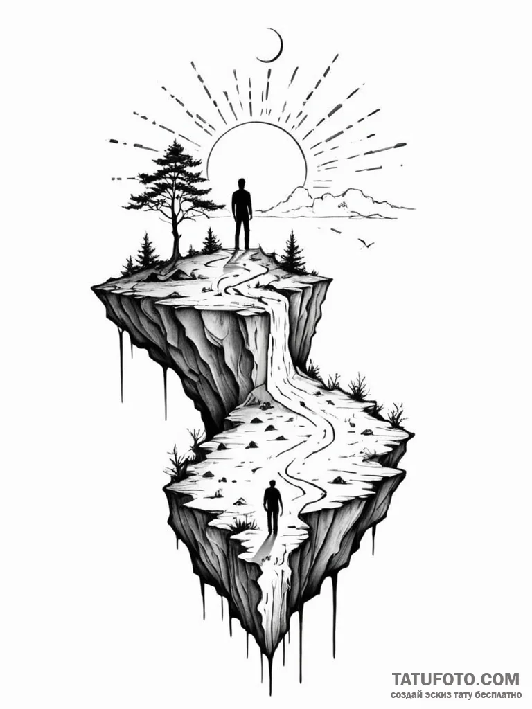 Tattoo sketch, horizon of choices, a stylized... - эскиз тату (№1752372885_0, 13.07.2025 02:14) — Tatufoto.com