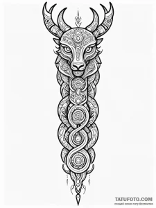 Tattoo sketch, holographic beast totem, a tri... - эскиз тату (№1752373144_0, 13.07.2025 02:19) — Tatufoto.com