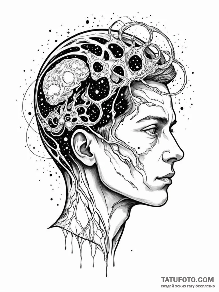 Tattoo sketch, interstellar insight, a styliz... - эскиз тату (№1752373908_0, 13.07.2025 02:31) — Tatufoto.com
