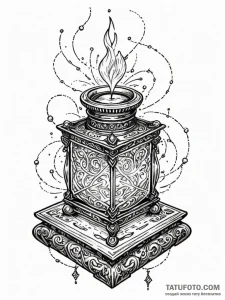 Tattoo sketch, illuminated inkwell, an antiqu... - эскиз тату (№1752374077_0, 13.07.2025 02:34) — Tatufoto.com