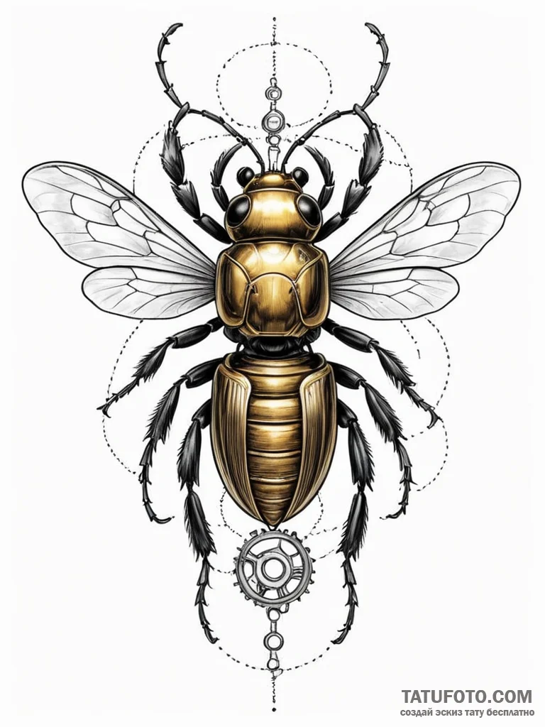 Tattoo sketch, industrialized insect, a delic... - эскиз тату (№1752374499_0, 13.07.2025 02:41) — Tatufoto.com