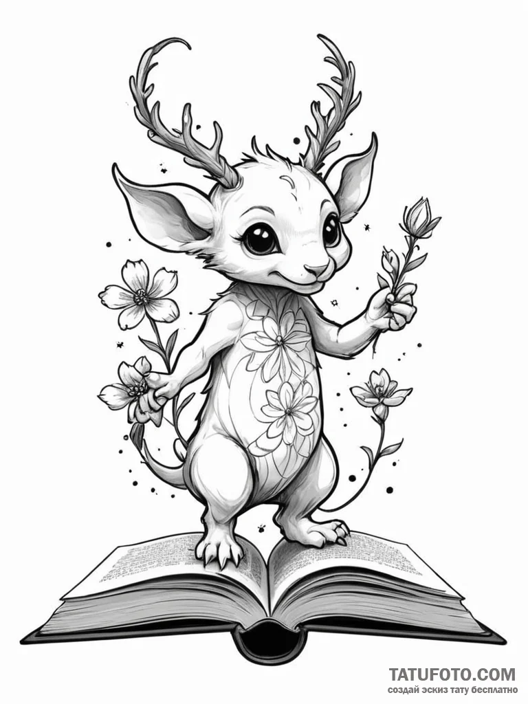 Tattoo sketch, imaginary friend, digital mani... - эскиз тату (№1752374584_0, 13.07.2025 02:43) — Tatufoto.com