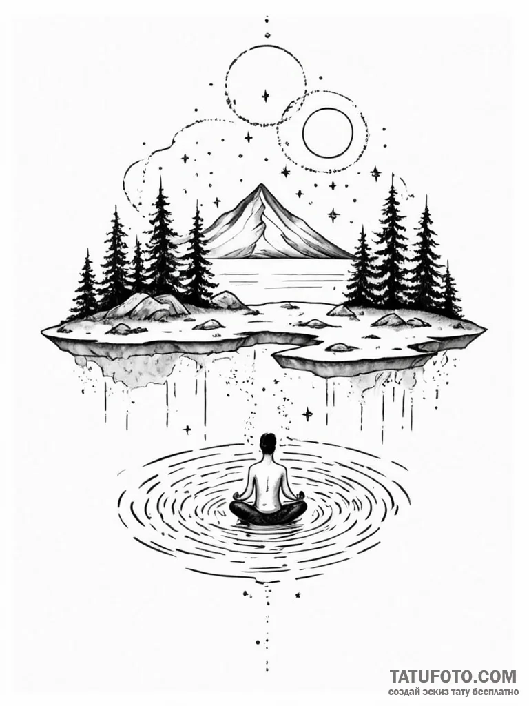 Tattoo sketch, introspection island, a small,... - эскиз тату (№1752374922_0, 13.07.2025 02:48) — Tatufoto.com