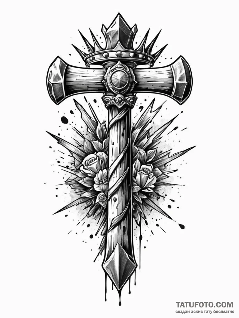 Tattoo sketch, iconoclast's hammer, a powerfu... - эскиз тату (№1752375091_0, 13.07.2025 02:51) — Tatufoto.com