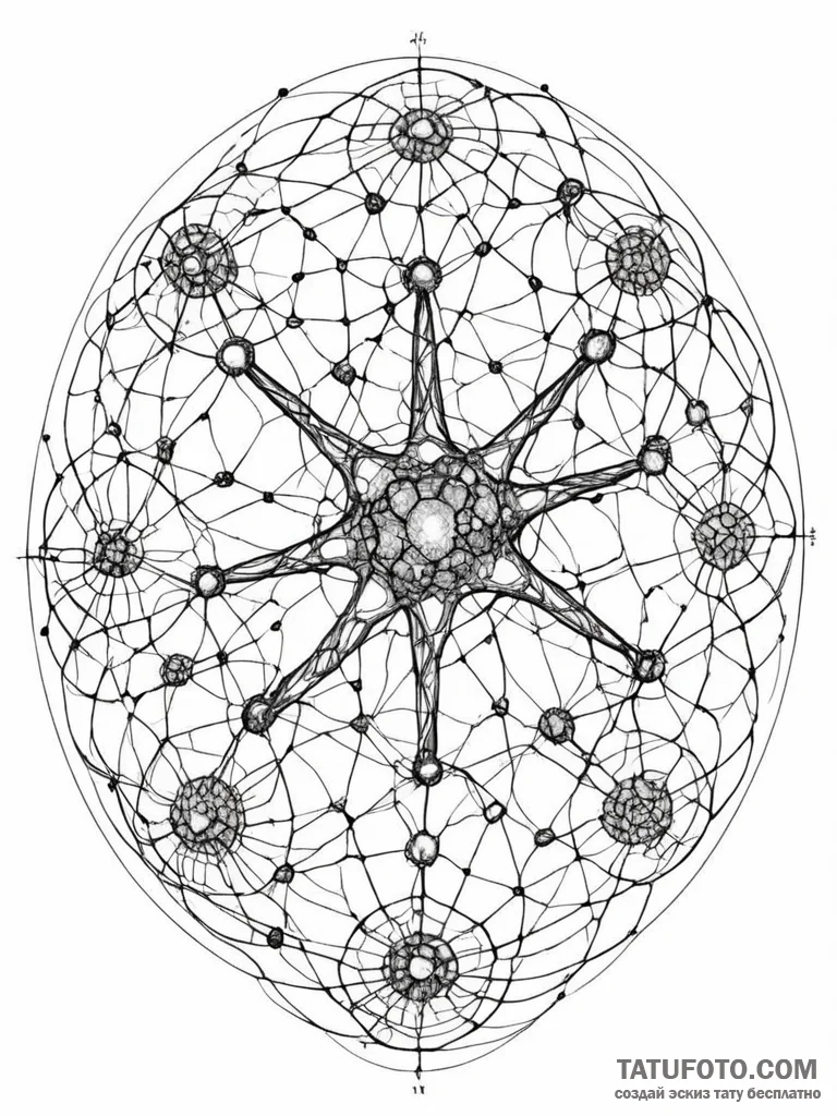 Tattoo sketch, interconnected microcosm, a cr… — эскиз тату (№1752375260_0, 13.07.2025 02:54) — Tatufoto.com