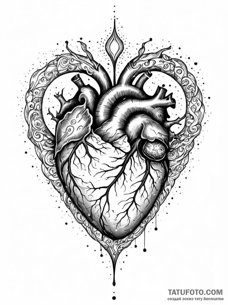 Tattoo sketch, inner universe heart, a human... - эскиз тату (№1752375429_0, 13.07.2025 02:57) — Tatufoto.com