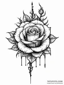 Tattoo sketch, iron rose, digital thorns, a d... - эскиз тату (№1752375598_0, 13.07.2025 02:59) — Tatufoto.com
