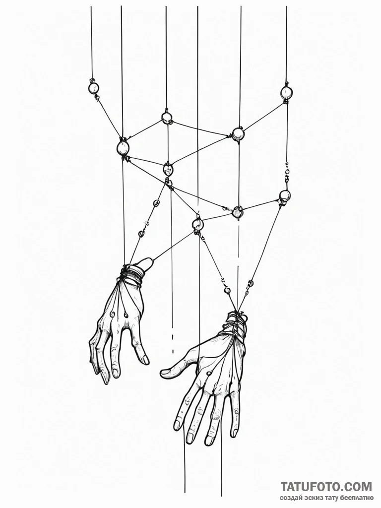 Tattoo sketch, invisible threads of control,... - эскиз тату (№1752375852_0, 13.07.2025 03:04) — Tatufoto.com
