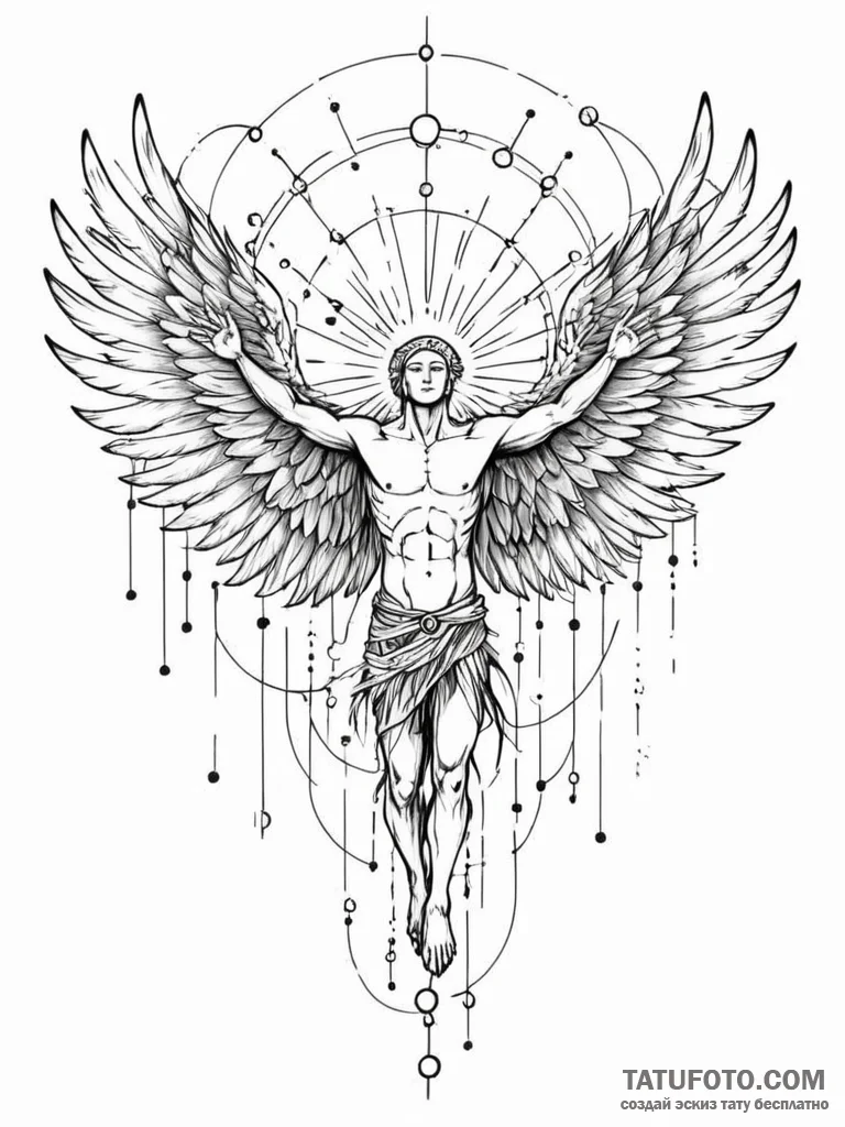 Tattoo sketch, icarus of information, a styli… — эскиз тату (№1752376106_0, 13.07.2025 03:08) — Tatufoto.com